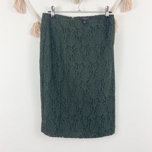 Ann Taylor Petite Olive Green Lace Pencil skirt